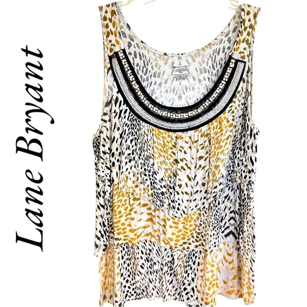💕Host Pick for Plus Size💕Lane Bryant animal print embellished tank.Size: 18/20